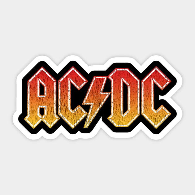 Vintage ACDC Distressed Satire Tribute Hard Rock Heavy Metal Logo Sticker by robotbasecamp